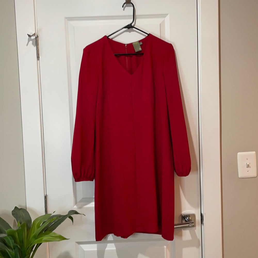 Red shift dress long sleeve